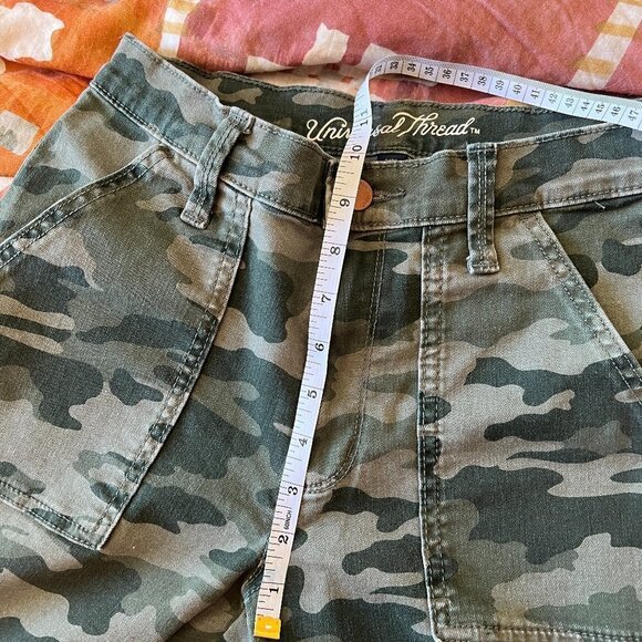 Universal Thread Camo Army Green Straight Denim Pants Jeans Snap Pockets - Picture 10 of 11